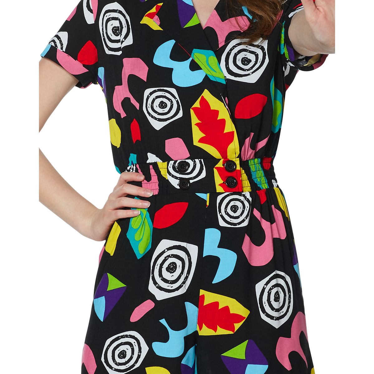 Adult Eleven Geometric Romper - Stranger Things BLACK