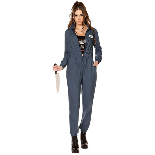 Adult Michael Myers Jumpsuit with Crop Top Costume - Halloween II BLUE