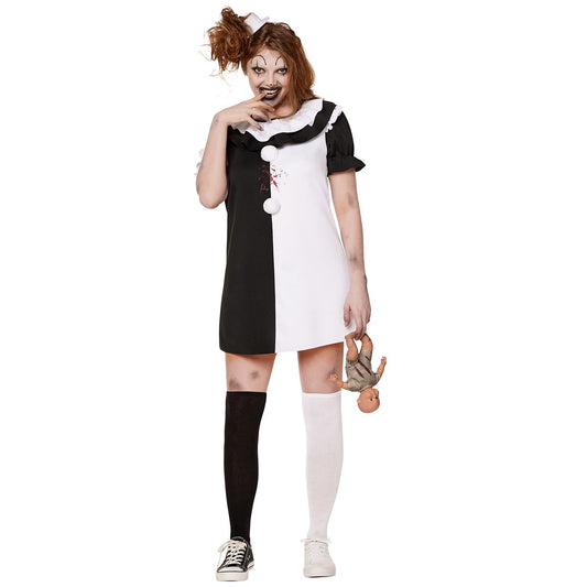 Adult Little Pale Girl Costume - Terrifier BLACK AND WHITE
