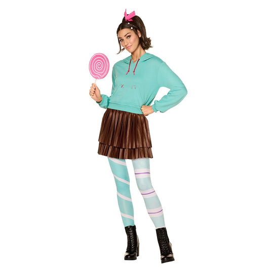 Adult Vanellope von Schweetz Costume - Wreck-It Ralph TEAL AND BROWN
