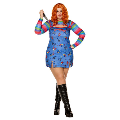 Adult Sassy Chucky Dress Costume BLUE