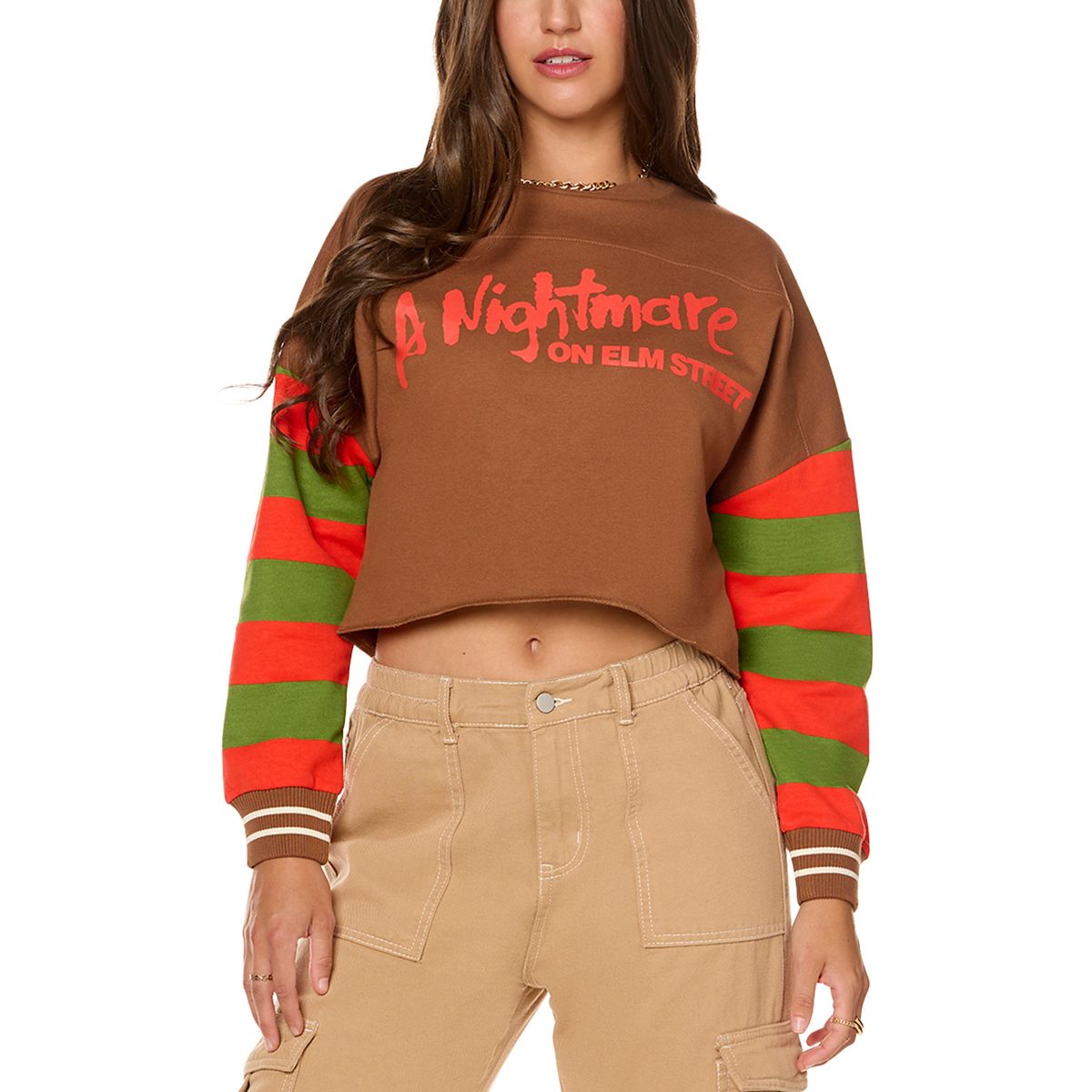 Freddy Krueger Cropped Crewneck - A Nightmare on Elm Street BROWN