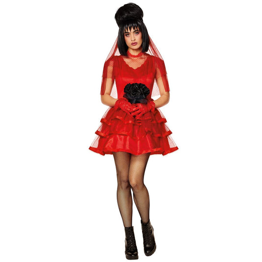 Adult Lydia Deetz Short Wedding Dress Costume - Beetlejuice RED