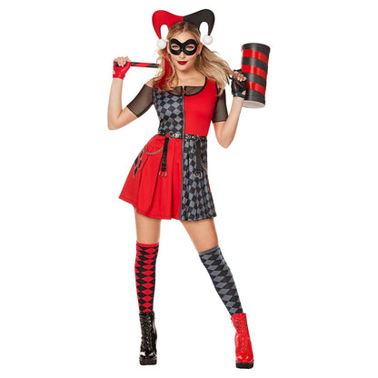 Adult Harley Quinn Dress Costume - DC Villains BLACK AND RED