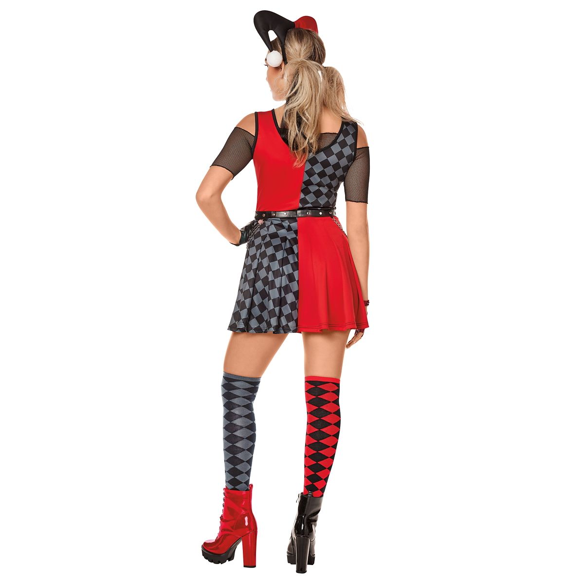 Adult Harley Quinn Dress Costume - DC Villains BLACK AND RED