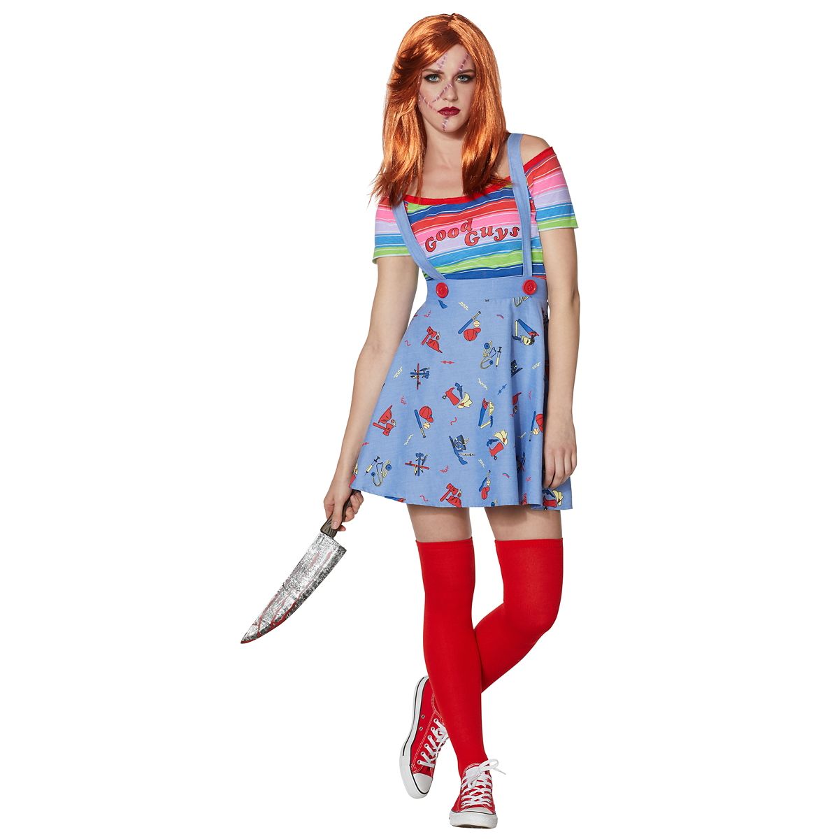 Adult Plus Size Chucky Good Guys Skirt Costume MULTI-COLOR