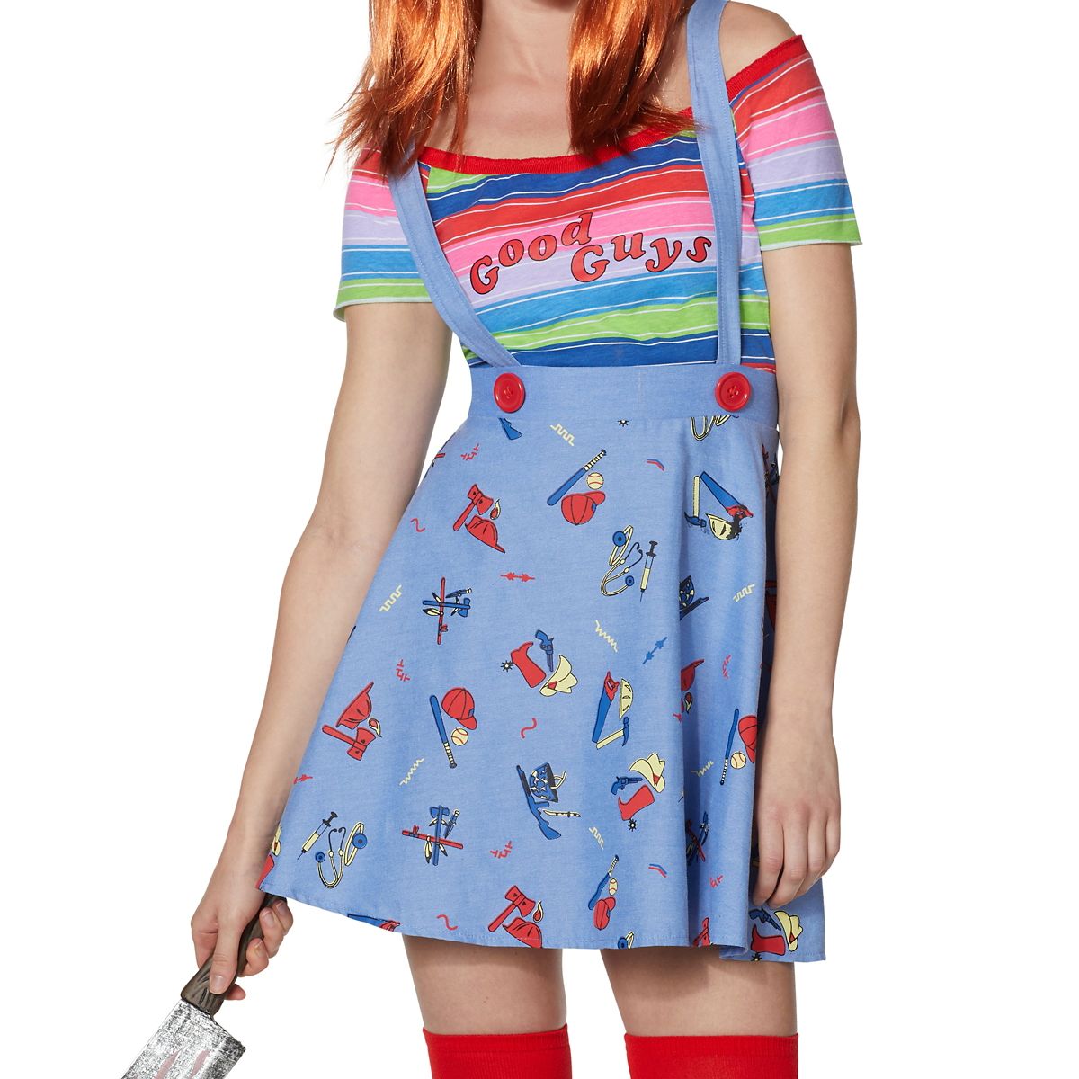 Adult Plus Size Chucky Good Guys Skirt Costume MULTI-COLOR