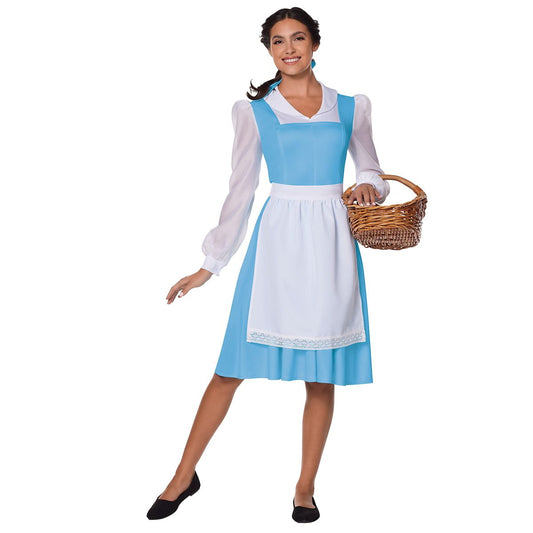 Adult Belle Blue Dress Costume - Disney Princess BLUE / WHITE
