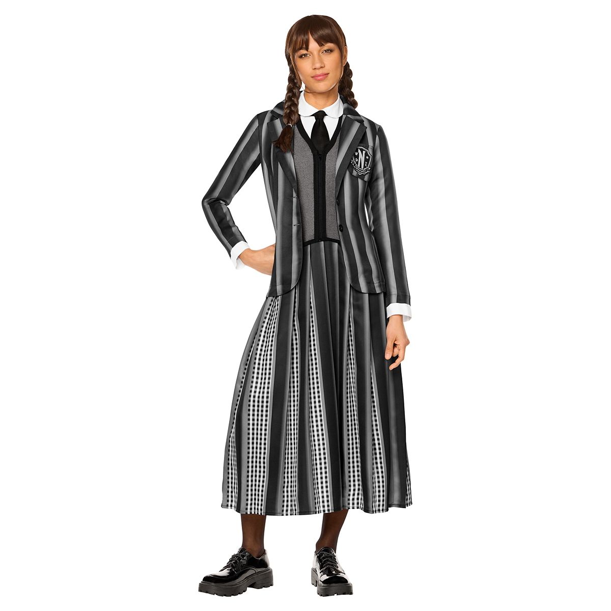 Adult Wednesday Addams Nevermore Academy Uniform Costume BLACK
