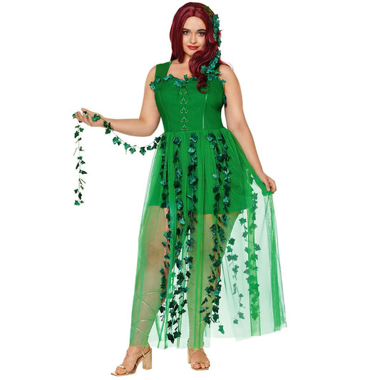 Adult Poison Ivy Plus Size Dress Costume - DC GREEN