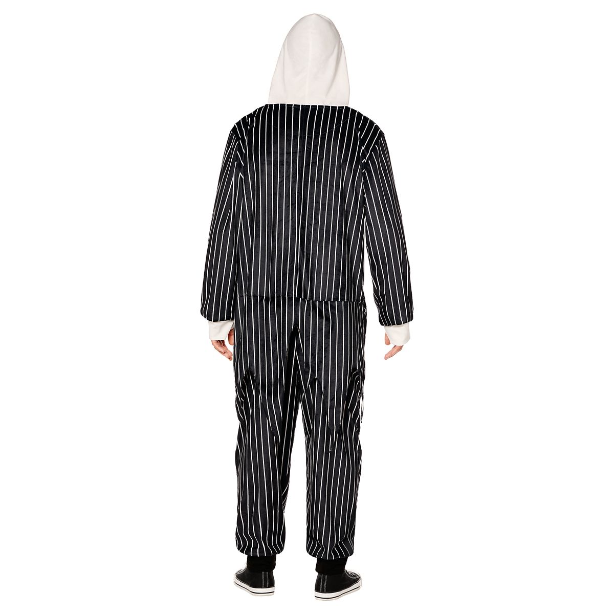 Adult Jack Skellington Hooded Plush Jumpsuit Costume -  The Nightmare Before Christmas BLACK AND WHITE