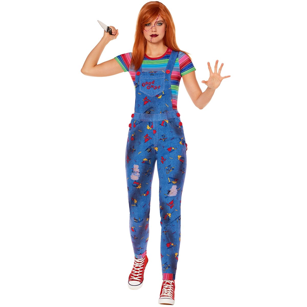 Adult Chucky Overalls Costume BLUE