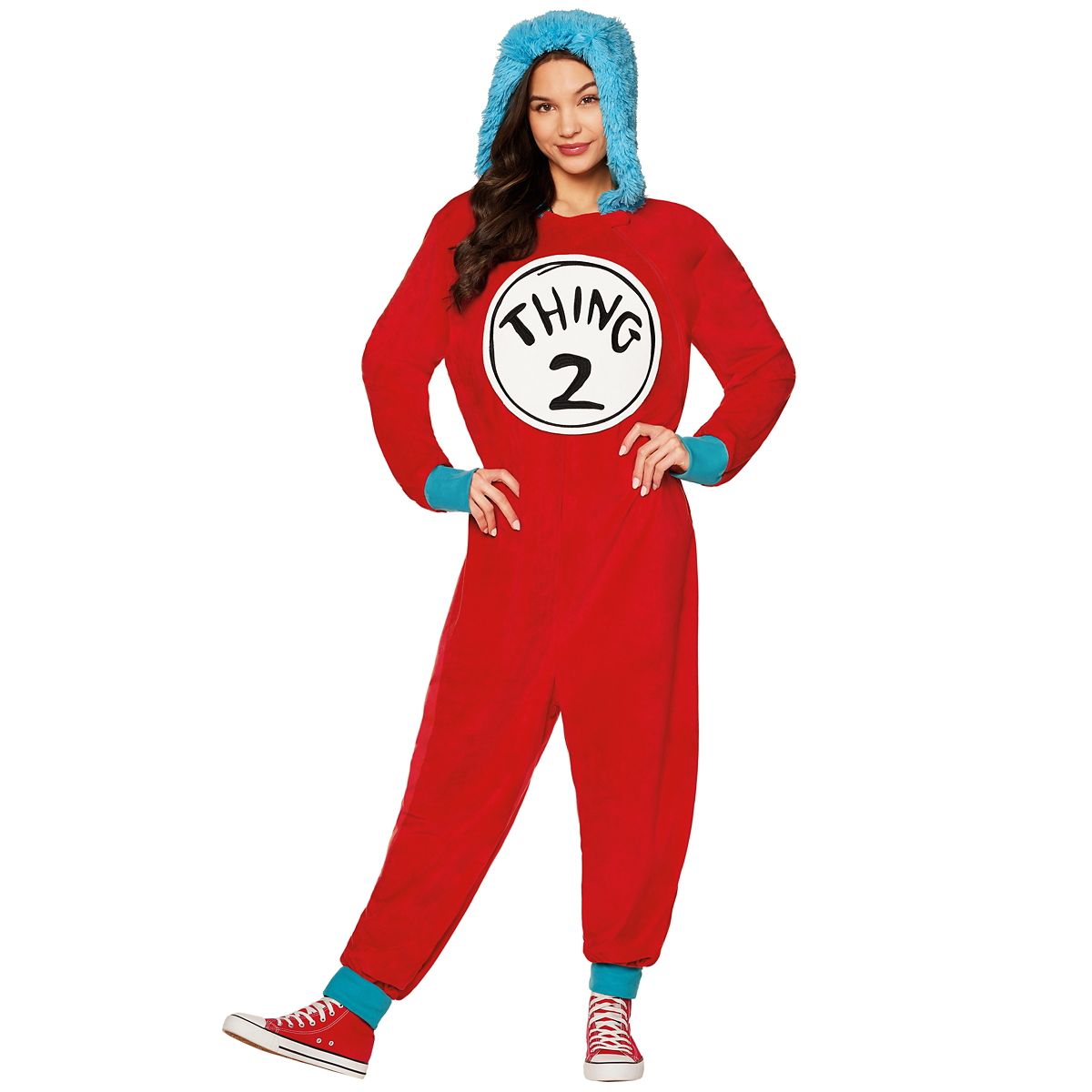 Adult Thing 1 and Thing 2 Jumpsuit Costume - Dr. Seuss RED