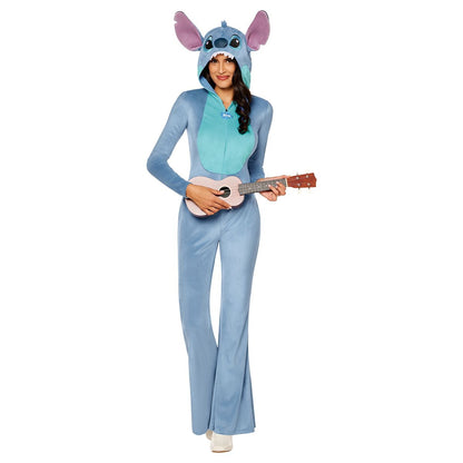 Adult Stitch Flare Jumpsuit - Lilo & Stitch BLUE
