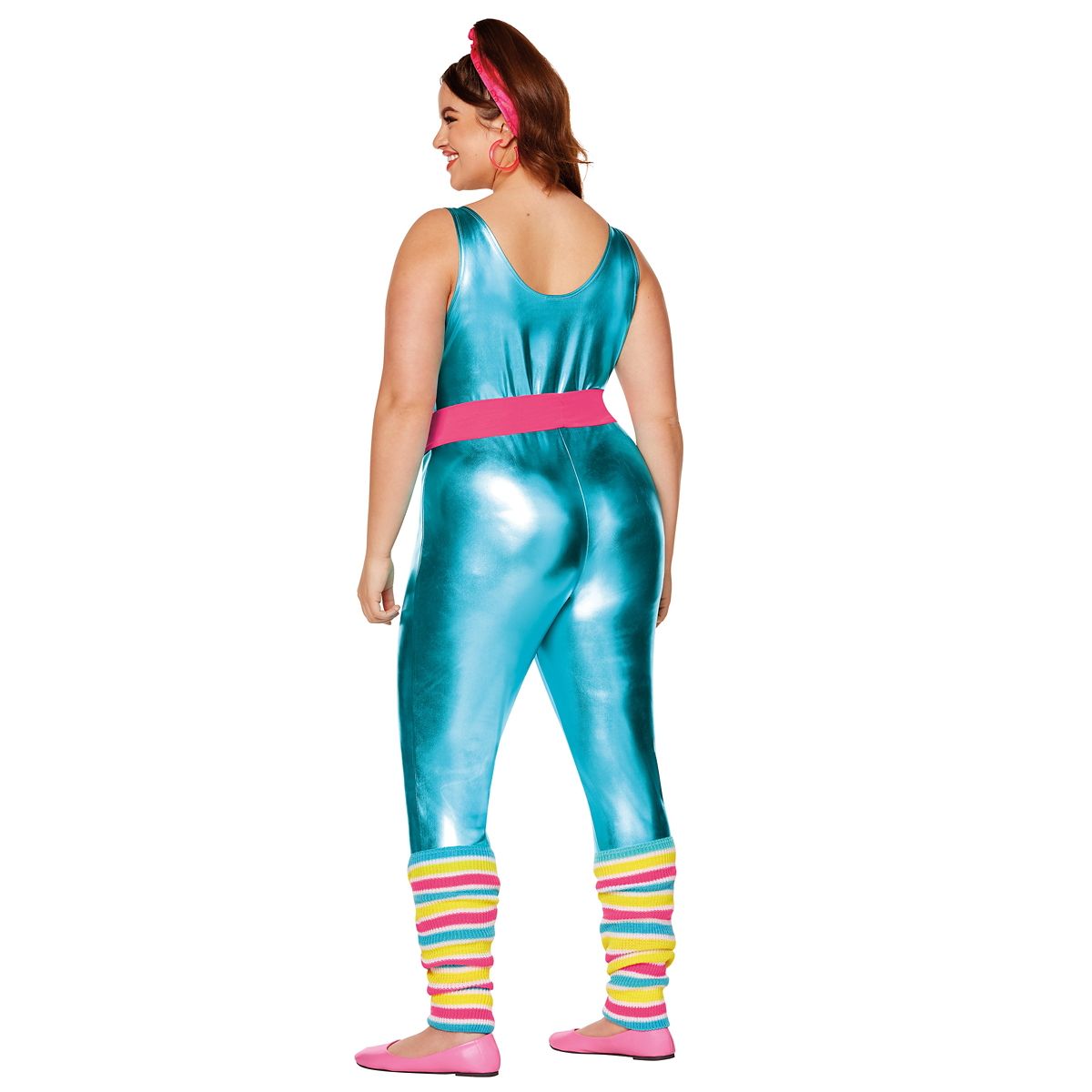 Adult Classic Barbie Plus Size Aerobics Catsuit Costume BLUE