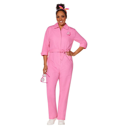 Adult Plus Size Pink Power Jumpsuit - Barbie the Movie PINK