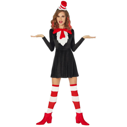 Adult Cat in the Hat Dress - Dr. Seuss BLACK