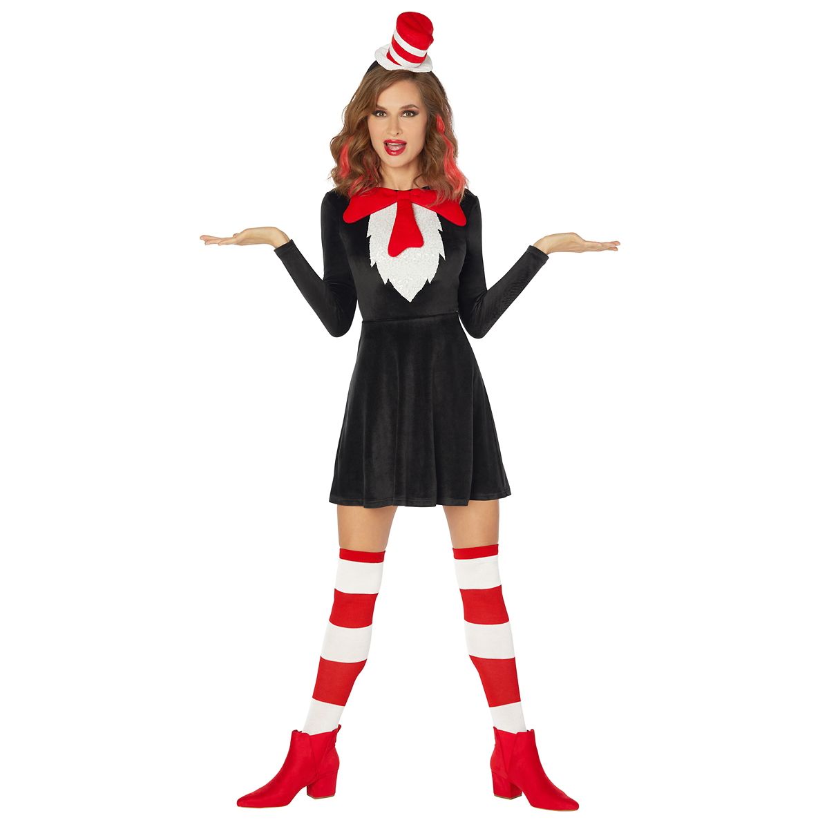 Adult Cat in the Hat Dress - Dr. Seuss BLACK