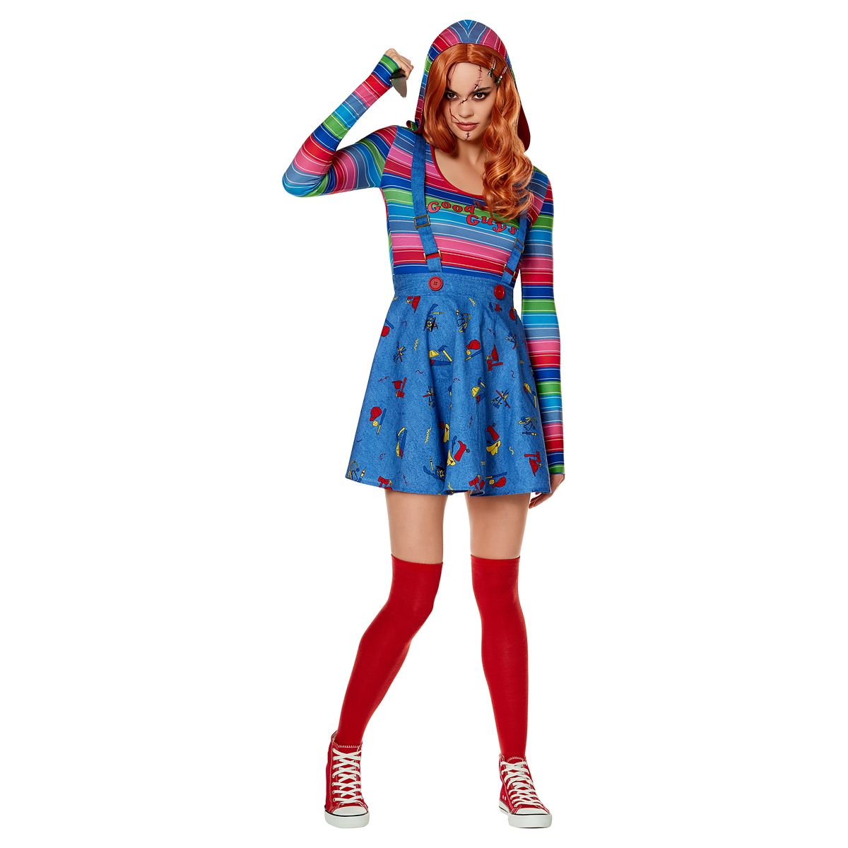 Adult Good Guys Chucky Dress Costume BLUE