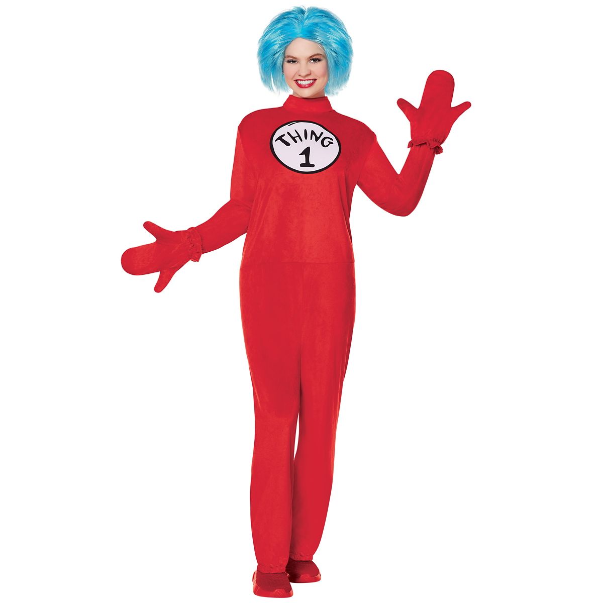 Adult The Thing Plus Size Jumpsuit Costume - The Cat in the Hat RED