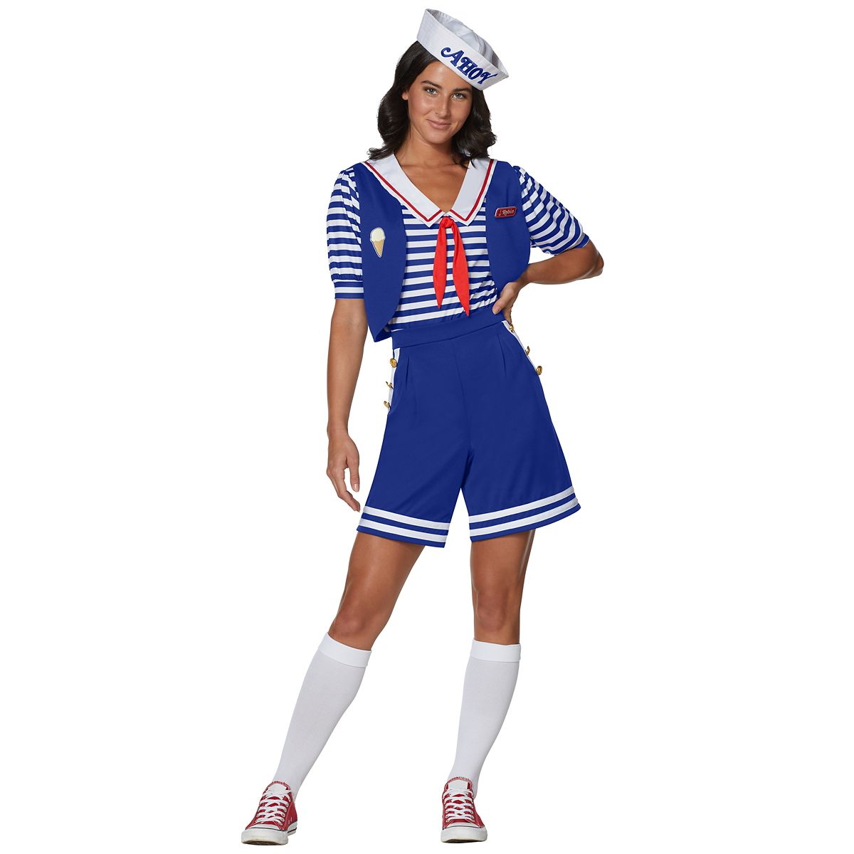 Adult Robin Scoops Ahoy Costume - Stranger Things RED/WHITE/BLUE