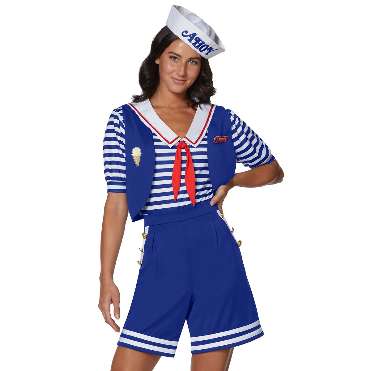 Adult Robin Scoops Ahoy Costume - Stranger Things RED/WHITE/BLUE