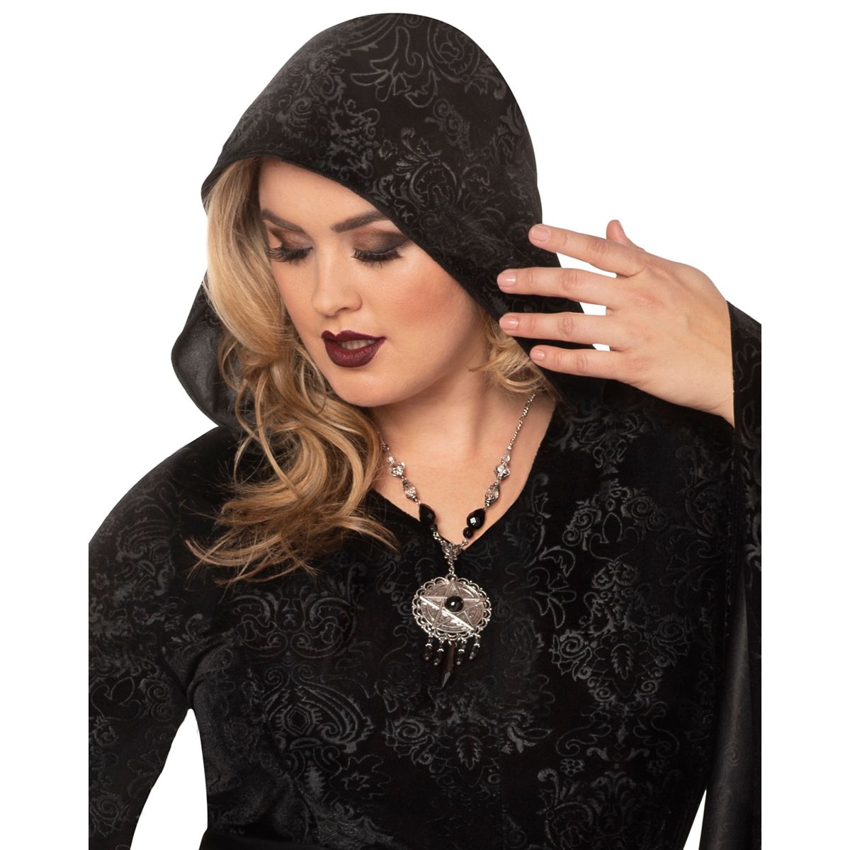 Velvet Hooded Robe BLACK