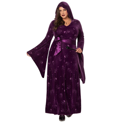 Plus Size Adult Velvet Celestial Robe PURPLE