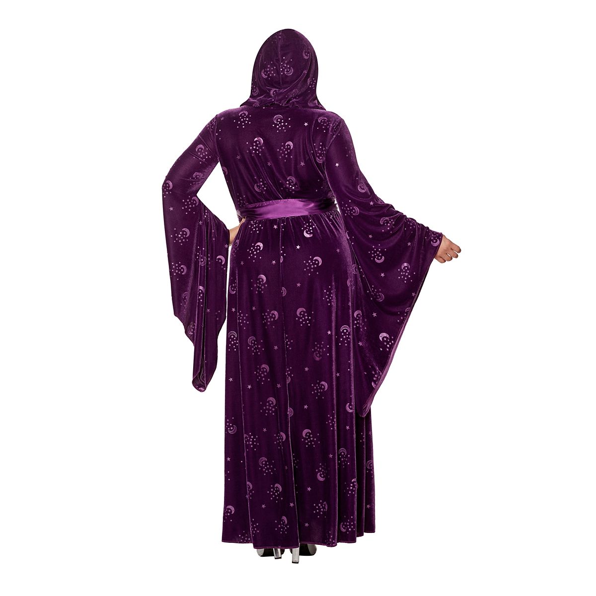 Plus Size Adult Velvet Celestial Robe PURPLE
