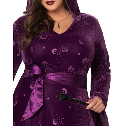 Plus Size Adult Velvet Celestial Robe PURPLE