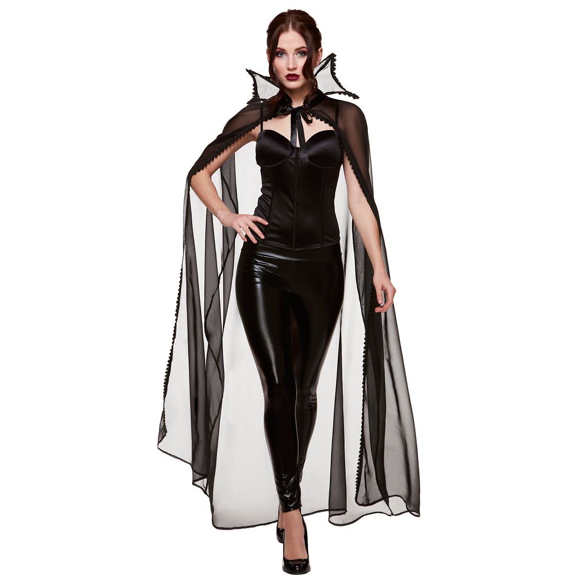 Adult Sheer Vampire Cape BLACK