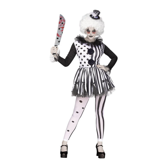 Adult Twisted Trickster Clown Costume BLACK AND WHITE