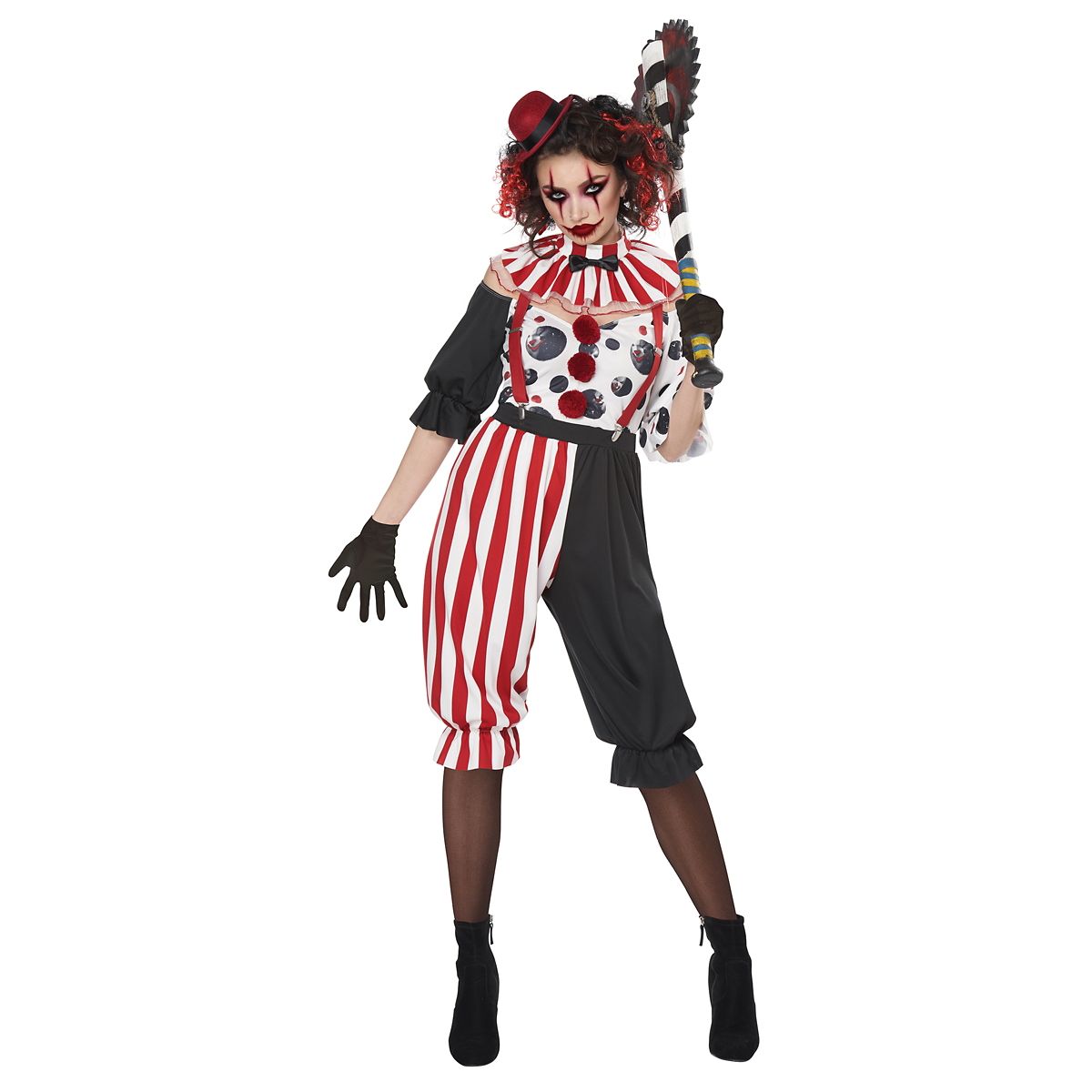 Adult Kreepy Klown Costume RED/WHITE/BLACK