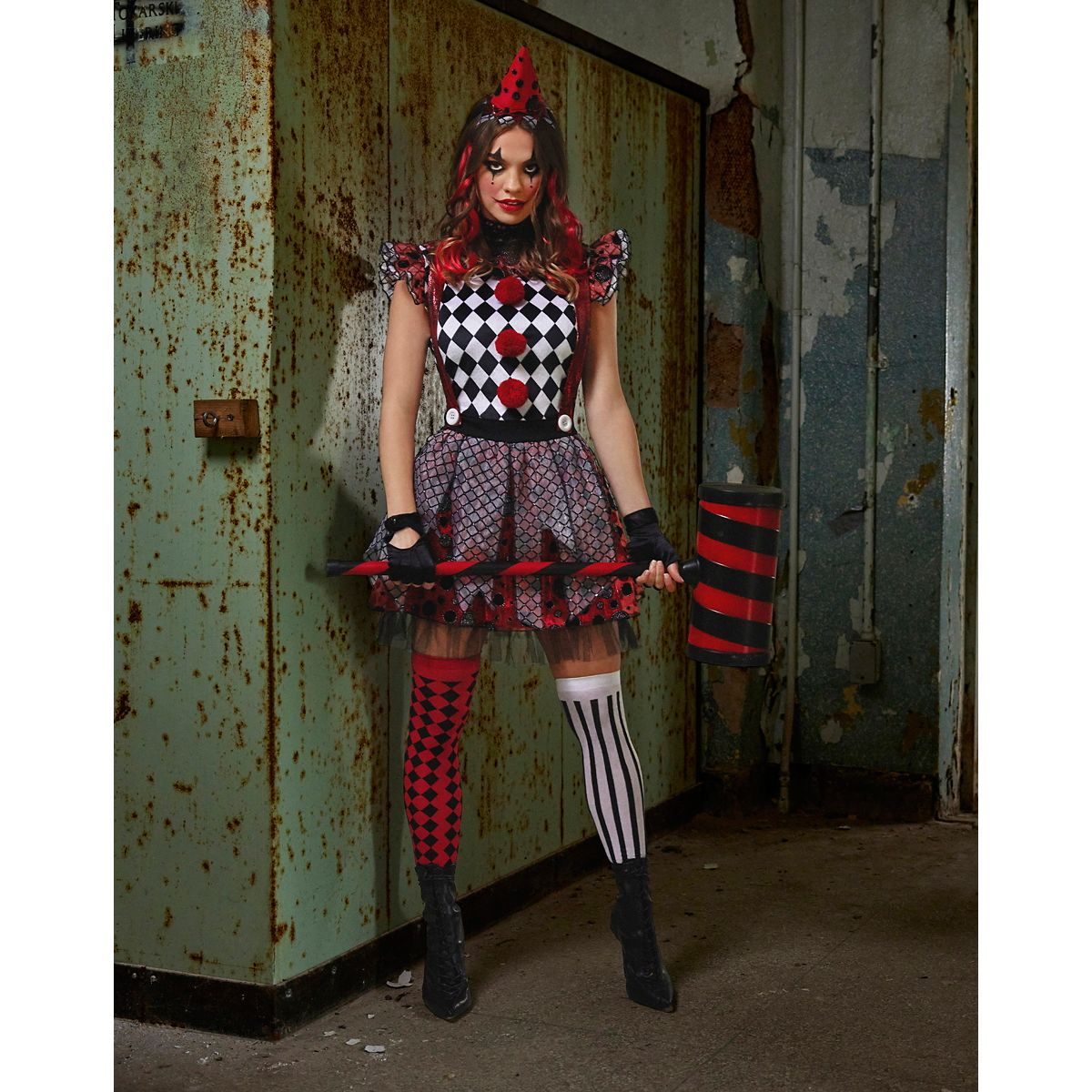 Adult Circus Misfit Costume BLACK AND RED