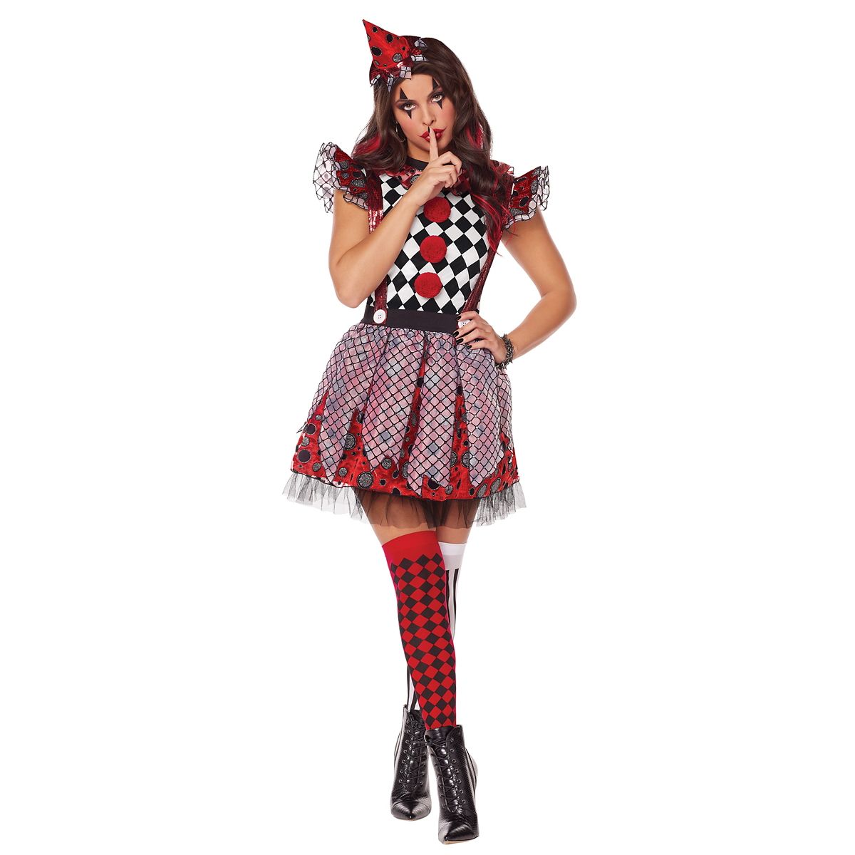 Adult Circus Misfit Costume BLACK AND RED