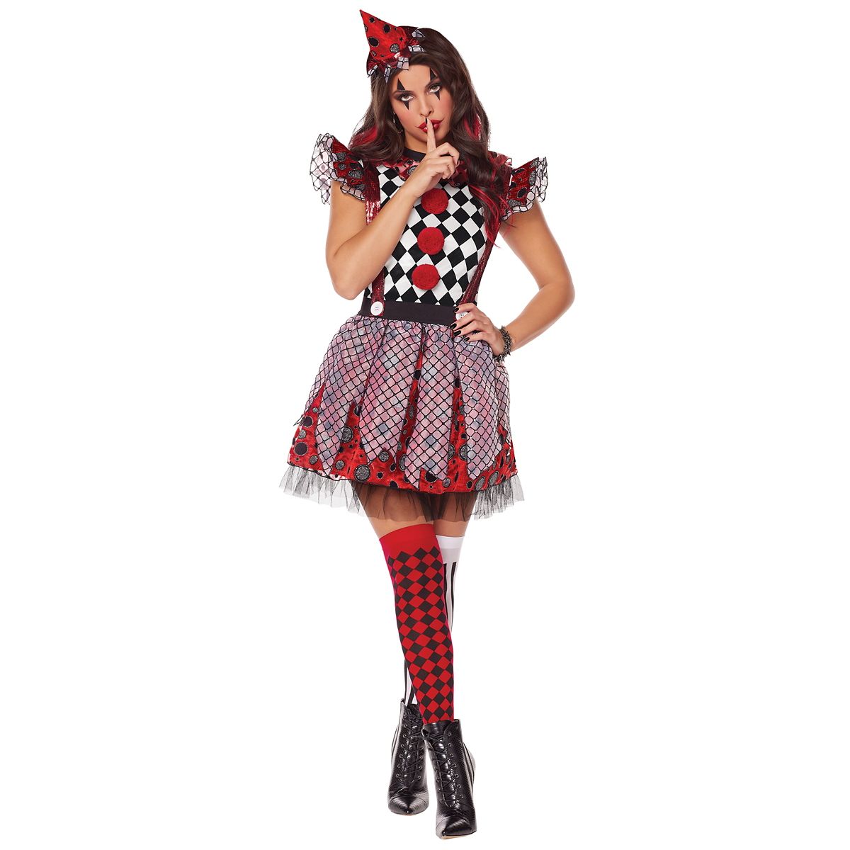 Adult Circus Misfit Costume BLACK AND RED