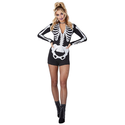 Adult Skeleton Romper BLACK