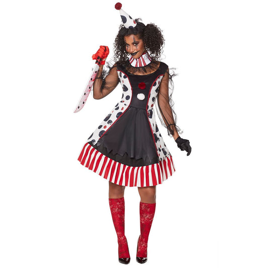 Adult Twisted Clown Costume RED/WHITE/BLACK