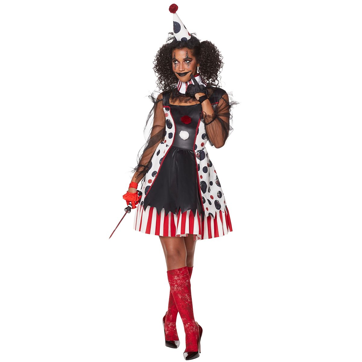 Adult Twisted Clown Costume RED/WHITE/BLACK