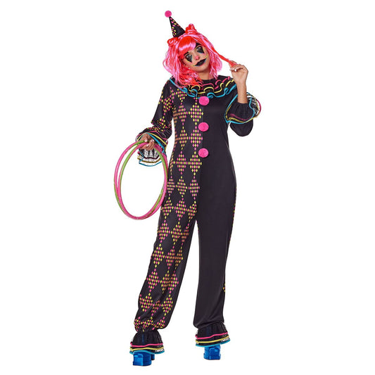 Adult Neon Clown Jumpsuit Costume BLACK