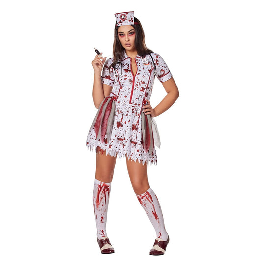 Adult Undeadly Nurse Costume RED AND WHITE