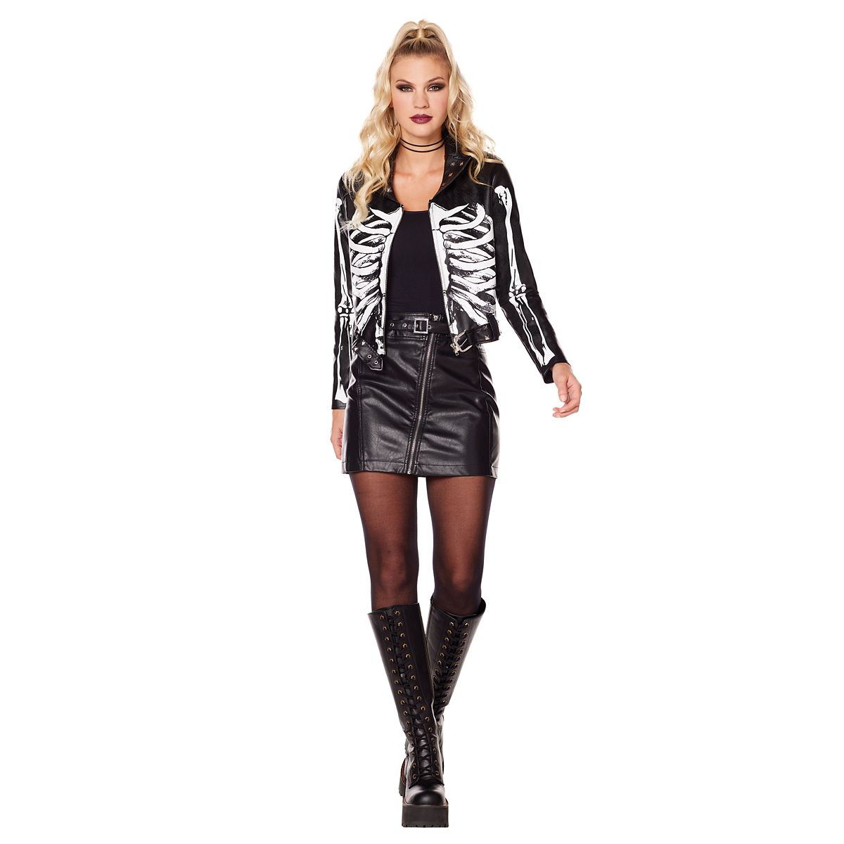 Adult Cropped Skeleton Jacket BLACK
