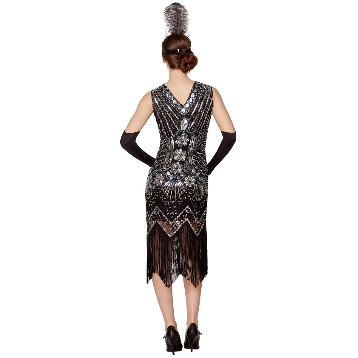 Adult Black Beaded Flapper Dress BLACK