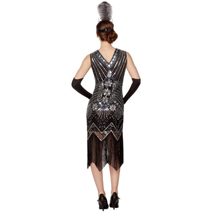 Adult Black Beaded Flapper Dress BLACK