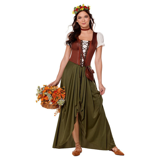 Adult Medieval Maiden Costume BROWN