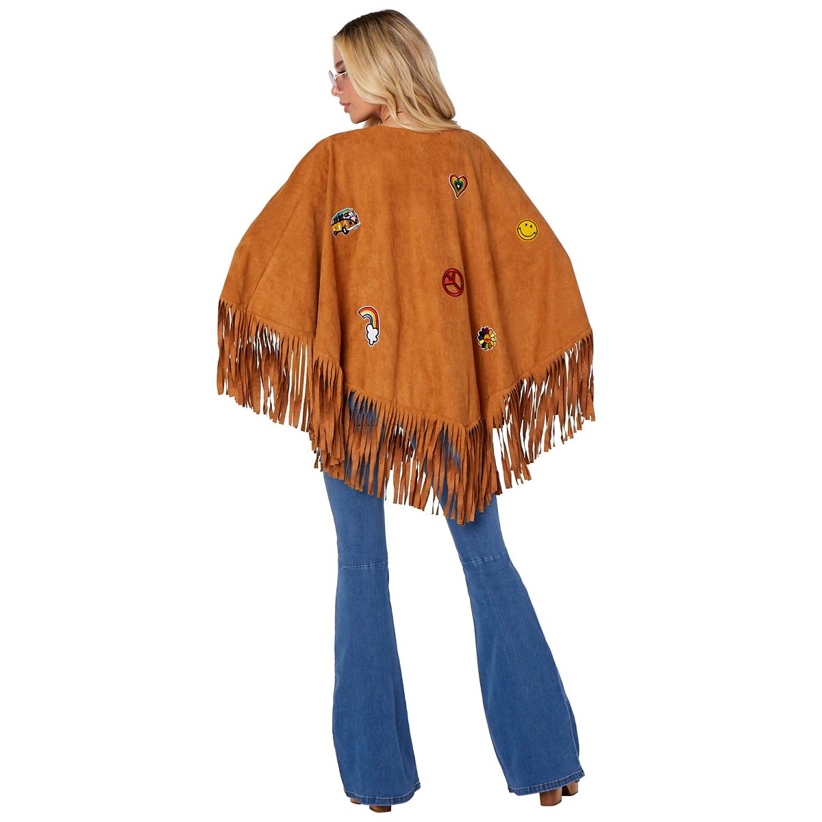 Adult Free Spirit Poncho Hippie Costume BROWN