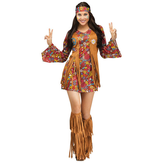 Adult Peace and Love Hippie Costume MULTI-COLOR