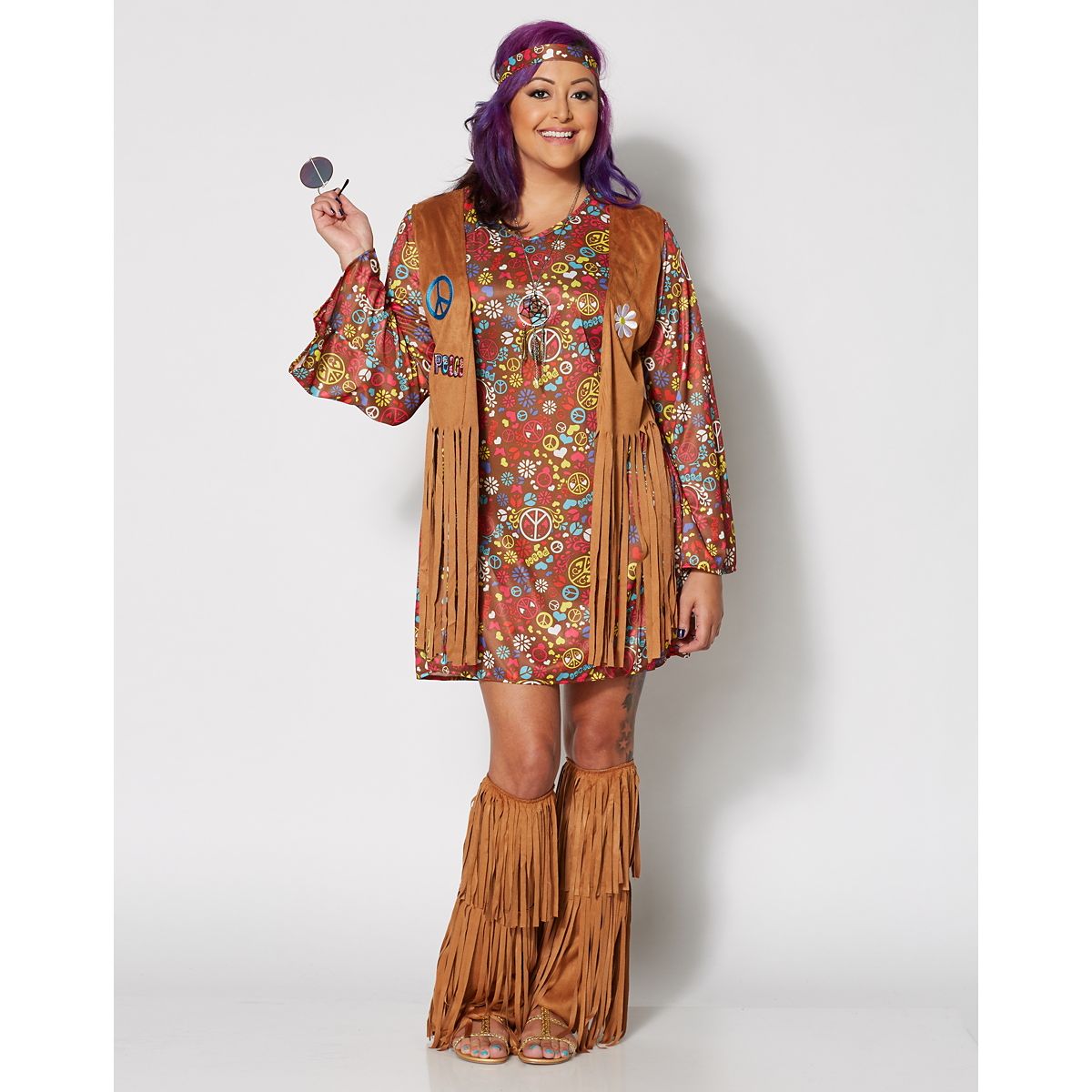 Adult Peace and Love Hippie Costume MULTI-COLOR