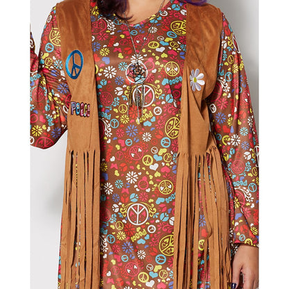 Adult Peace and Love Hippie Costume MULTI-COLOR