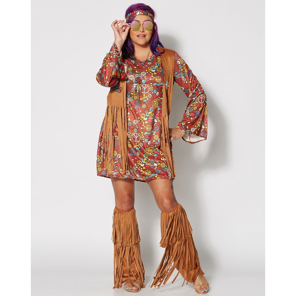 Adult Peace and Love Hippie Costume MULTI-COLOR